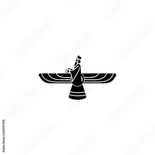 religion symbol, faravahar icon. Element of religion symbol illustration. Signs and symbols icon can be used for web, logo, mobile app, UI, UX