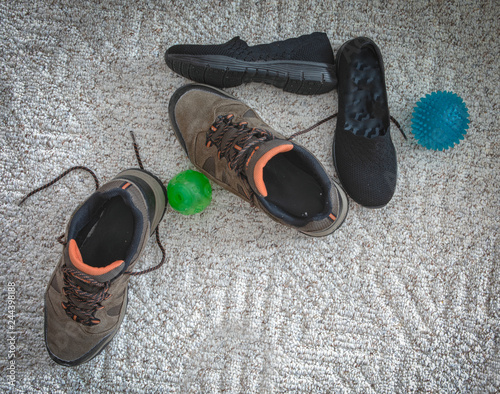 Pile of shoes and dog toys