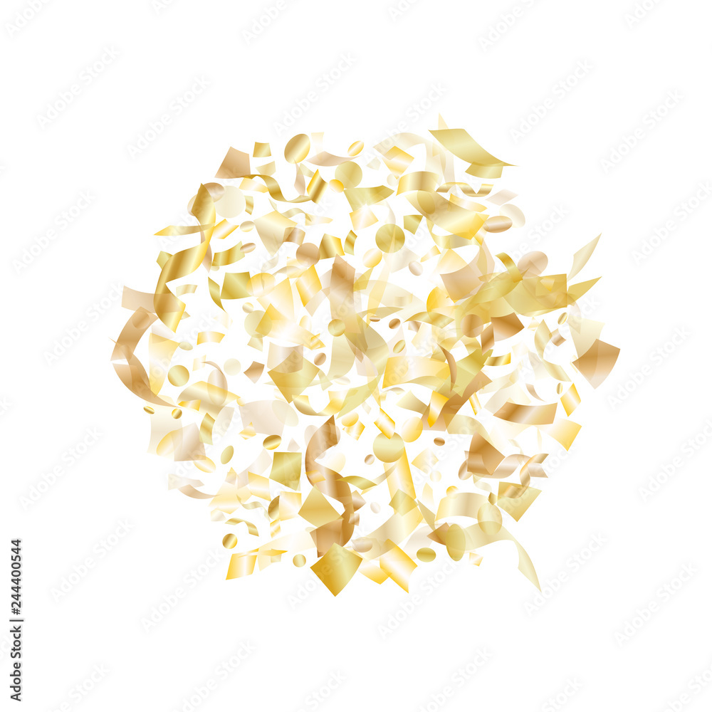 Obraz premium Holiday realistic gold confetti flying on black background.