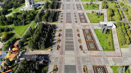 A stella at the Victory park Poklonnaya hill in Moscow. 4k.