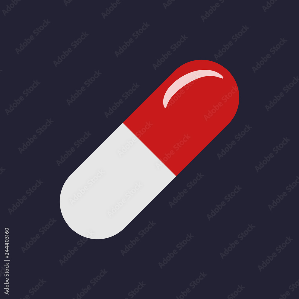 Capsule or pill icon in flat design style. Vector illustration. Capsule or pill icon in flat design style. Vector illustration.