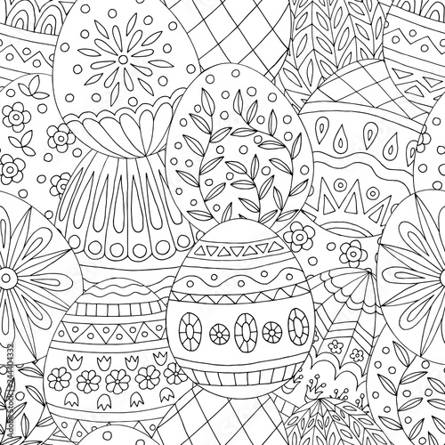 Abstract seamless pattern with hand drawn doodles easter eggs