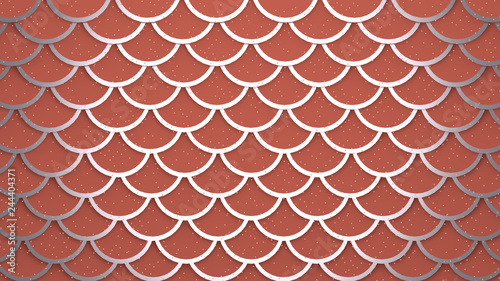 Silver fish scales light beige cells pattern marine background 3D illustration