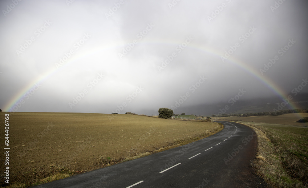 Rainbow on road