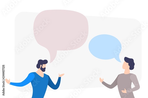 Wallpaper Mural flat image, men communicate with each other, icons denoting the conversation Torontodigital.ca