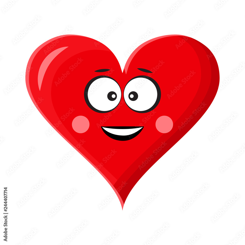 Cartoon red heart emoticon. Stylized character. Vector illustration Cartoon red heart emoticon. Stylized character. Vector illustration
