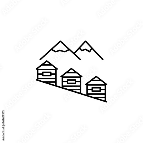 mountain, house outline icon. Element of winter sport illustration. Signs and symbols icon can be used for web, logo, mobile app, UI, UX