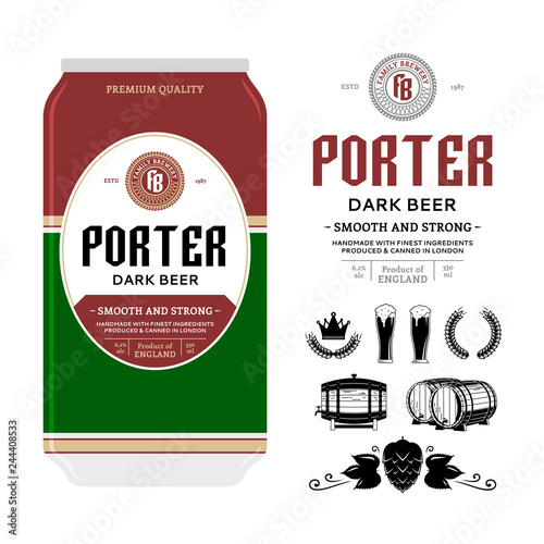 Vector beer label on aluminium can