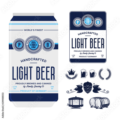 Vector beer label on aluminium can
