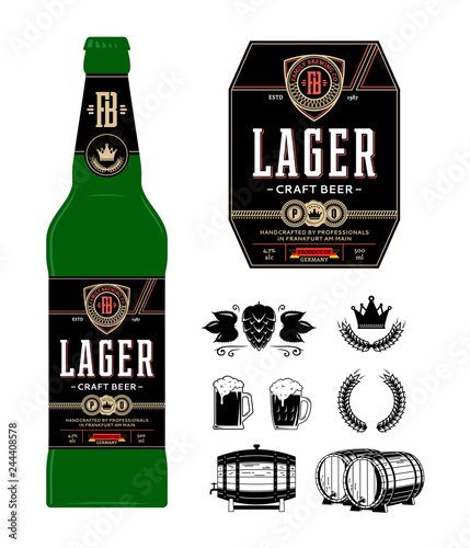 Vector beer label on bottle