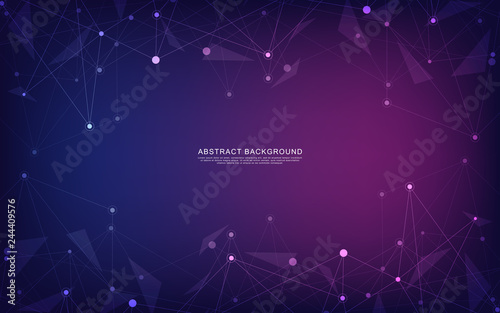 Global network connection. Geometric abstract background with connected dots and lines. Digital technology and communication concept.