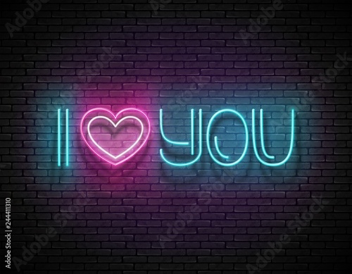 Vintage Glow Signboard with I Love You Inscription