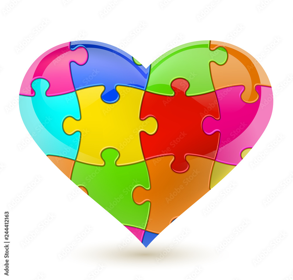 Colorful vector puzzle heart