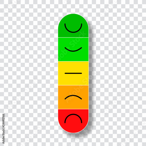 Smile indicator on transparent background. Customer satisfaction scale. Feedback concept. Vector