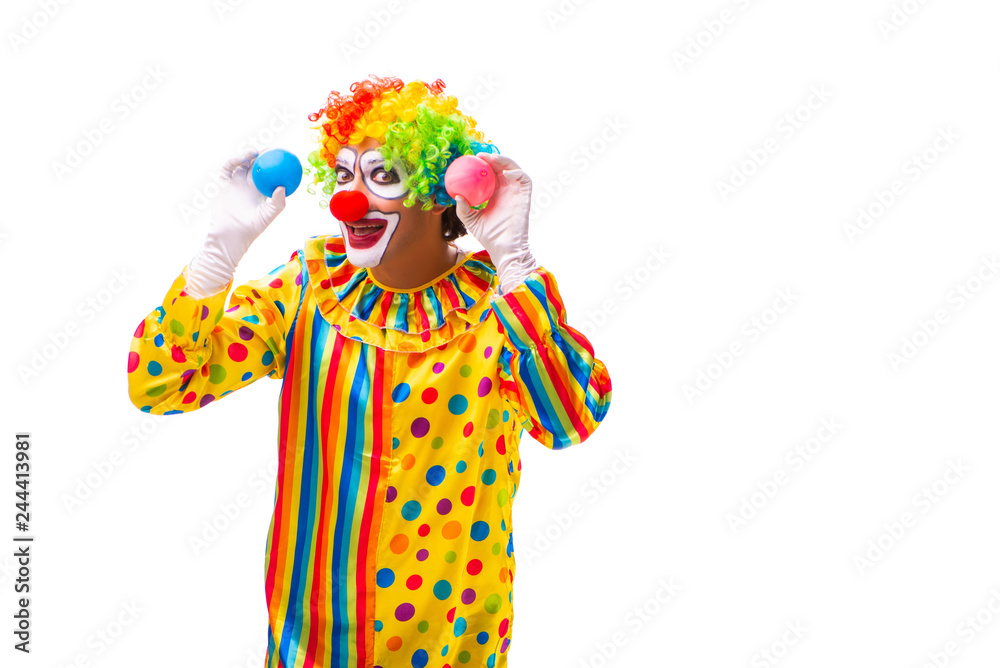 Male clown isolated on white Male clown isolated on white