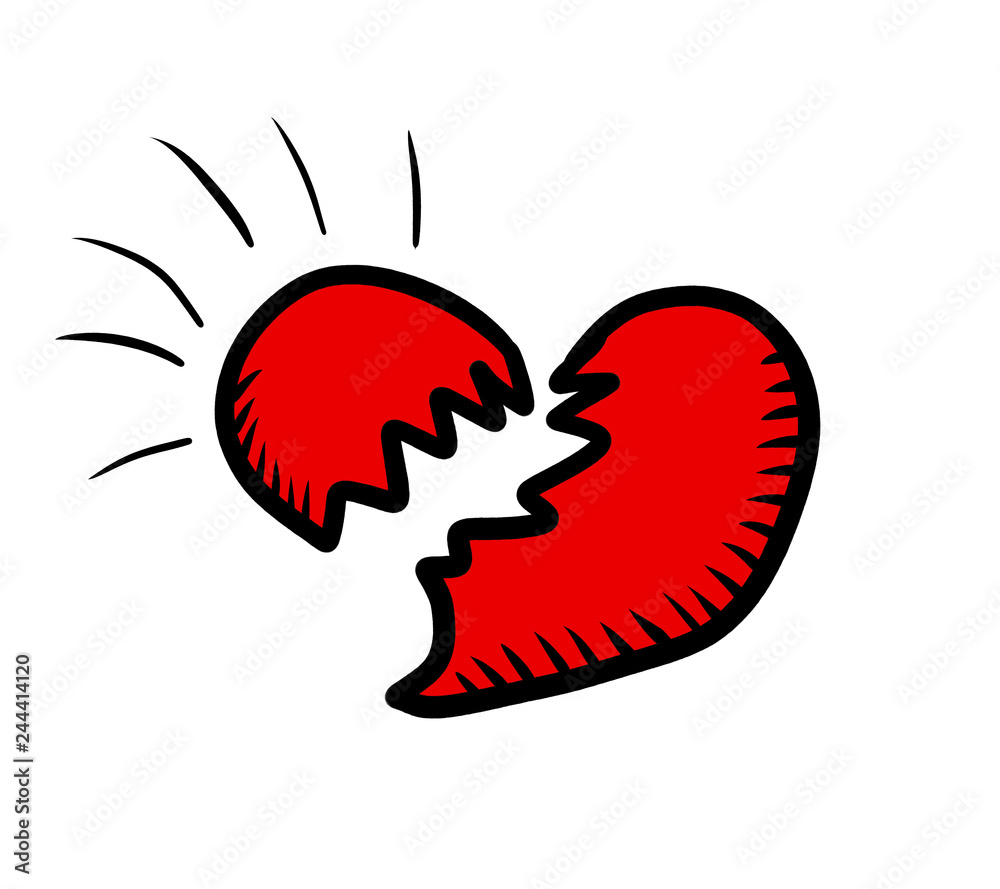 Fototapeta premium Broken Heart Doodle