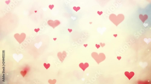 Red colored blurry Valentine's Day Hearts motion background. 