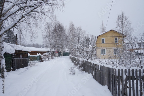 Winter village. House covered in snow © Alla