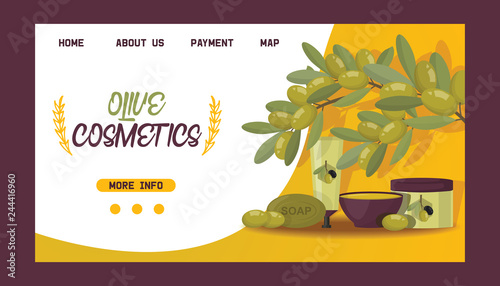 Olive vector oliveoil cosmetic bottle natural olivaceous oil landing page backdrop set of web-page illustration web-site olivebranch olivet cosmeceutical products for beauty background