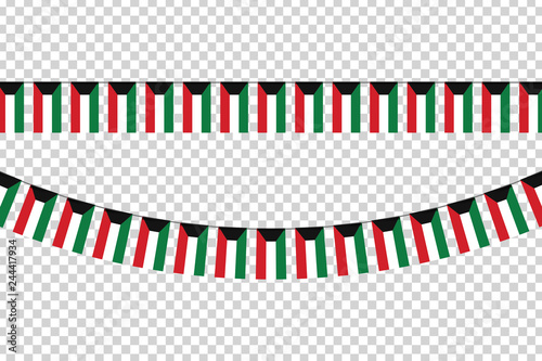 Vector realistic isolated party flags for Kuwait National Day, 25 February for template decoration and covering on the transparent background.