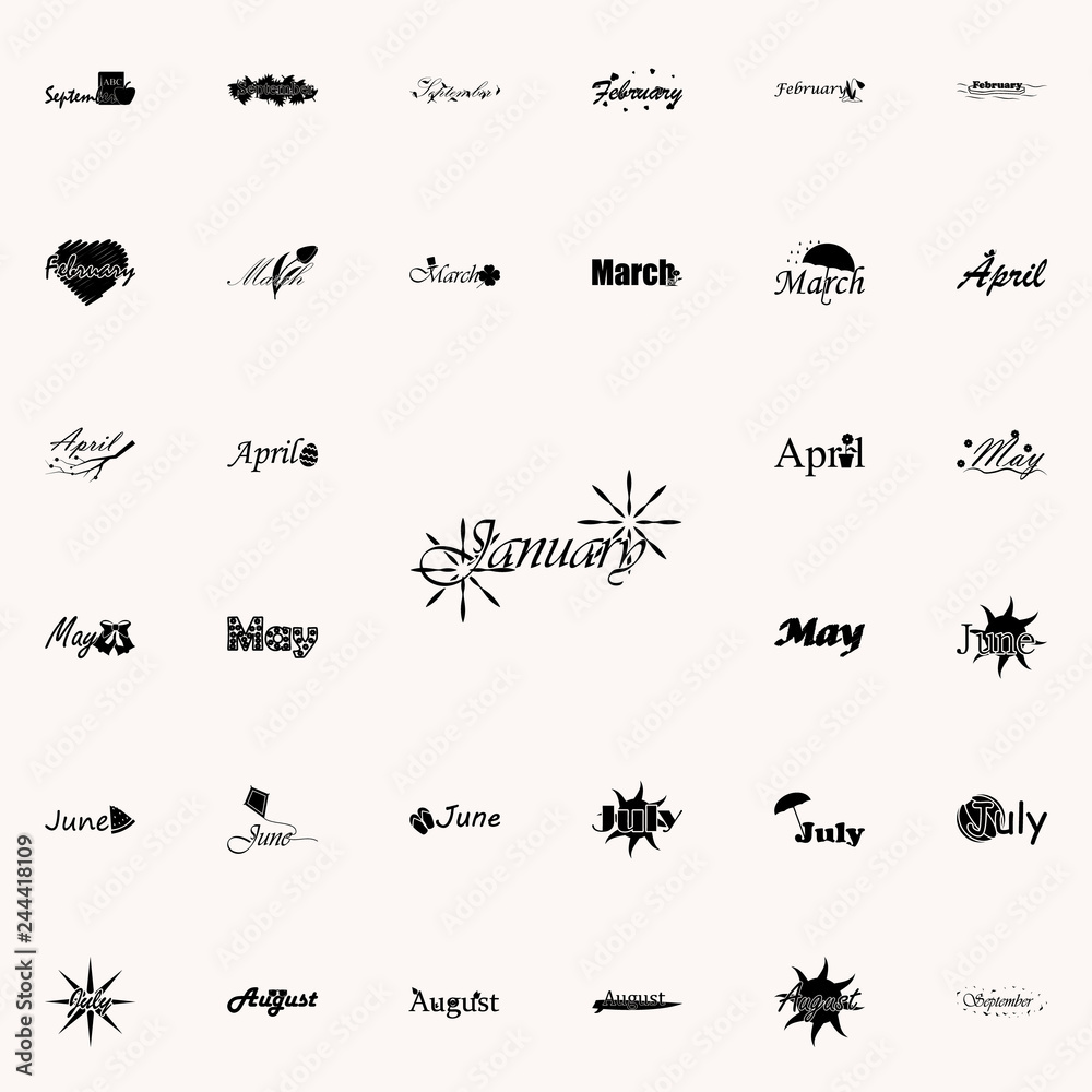 Fototapeta premium January icon. Name of month icons universal set for web and mobile