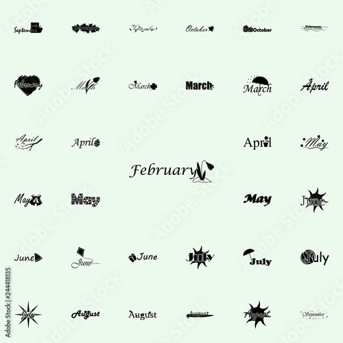February icon. Name of month icons universal set for web and mobile