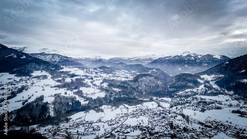 Panorama sur les alpes enneig  es  vue depuis Onnion 74