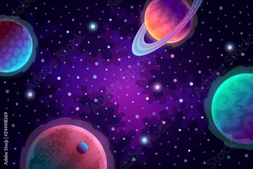 Planets and stars in space