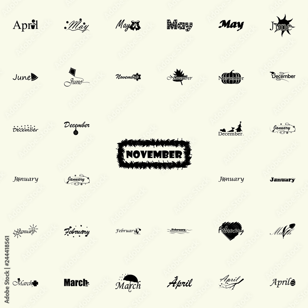 November icon. Name of month icons universal set for web and mobile November icon. Name of month icons universal set for web and mobile