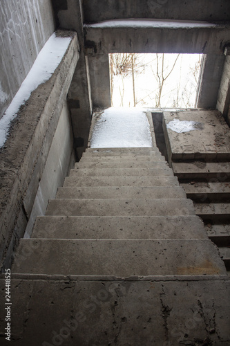 Stair on ruins of the neglected unfinished building..