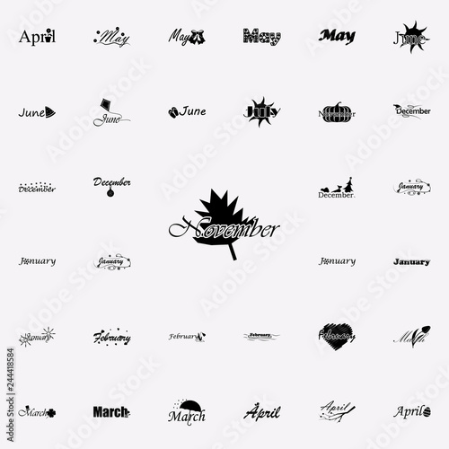 November icon. Name of month icons universal set for web and mobile