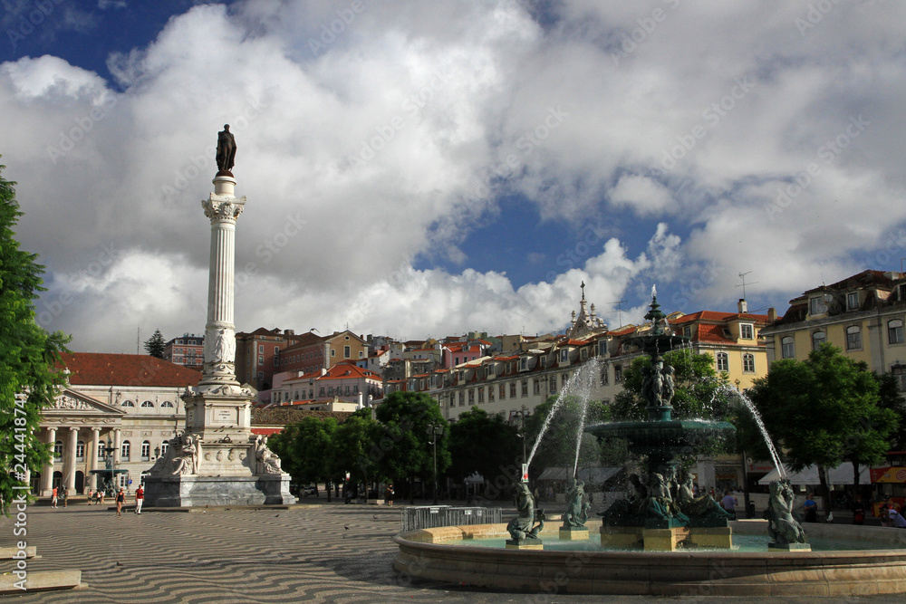 Rossio Square, Column of Pedro IV, Lisbon, Portugal