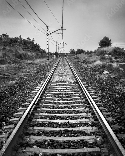 rail train in black and white