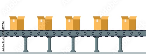 Box on Automatic Mechanical Packing Conveyor Line