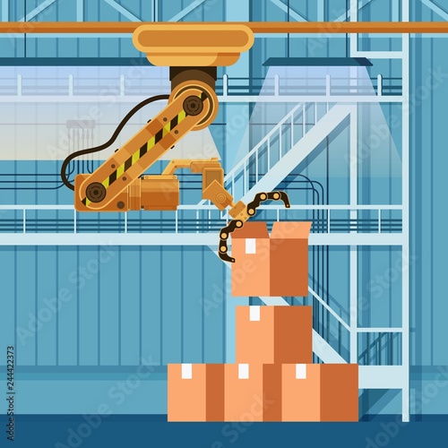Robotic Packing Claw Lifting Open Cardboard Box