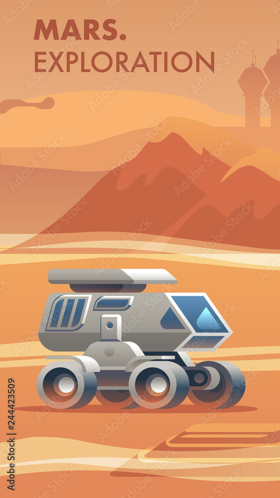 Fototapeta premium Illustration Exploration New Terrain Surface Mars