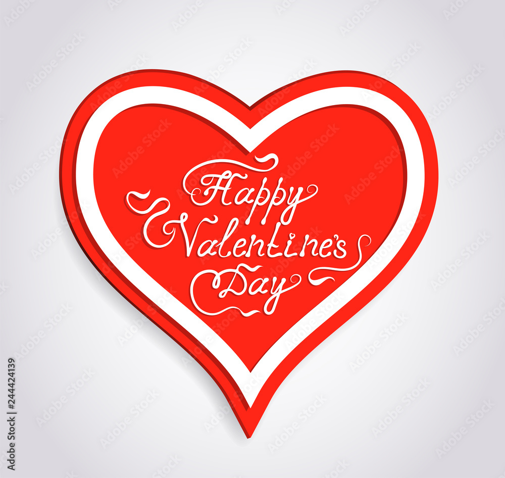 Red Valentine heart with  handwritten congratulatory text
