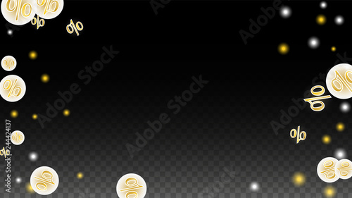 Luxury Vector Gold Percentage Sign Confetti on Transparent. Percent Sale Background. Business, Economics Print. Discount Illustration. Promotion Poster. Black Friday Banner. Special offer Template.