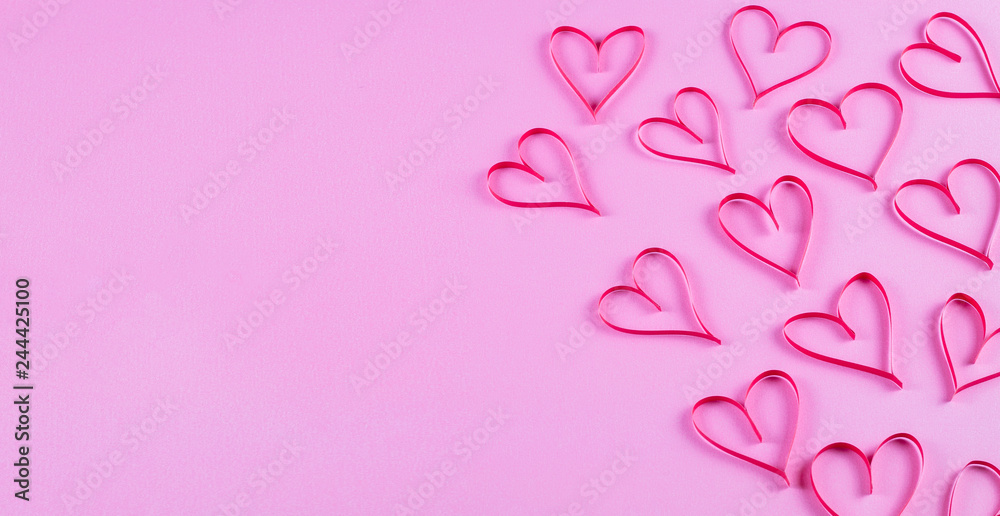 valentines day background , heart shape on pink table