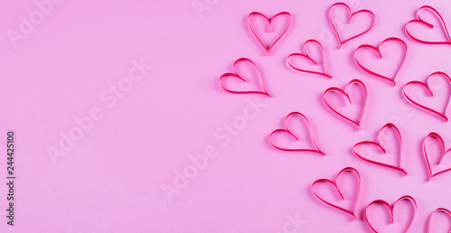 valentines day background , heart shape on pink table