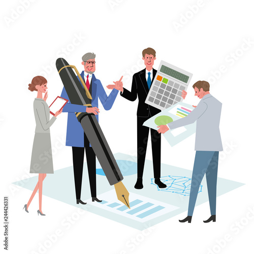  ビジネスコンセプト　イラスト　チームワーク　会議　プロフェッショナル