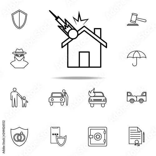 falling meteorite at home line icon. Insurance icons universal set for web and mobile