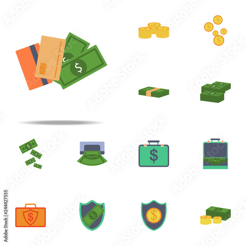 credit cards and banknotes colored icon. Banking icons universal set for web and mobile
