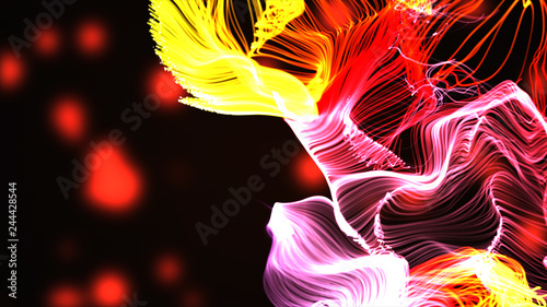 Colorful particle dust abstract digital background 3D illustration.