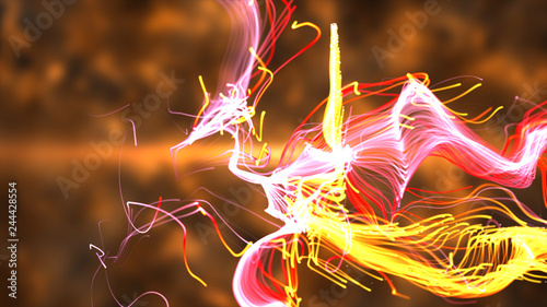 Colorful particle dust abstract digital background 3D illustration.