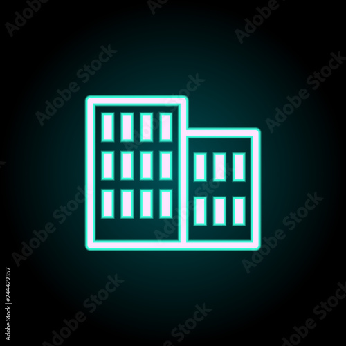 residential building icon. Elements of Buildings in neon style icons. Simple icon for websites  web design  mobile app  info graphics