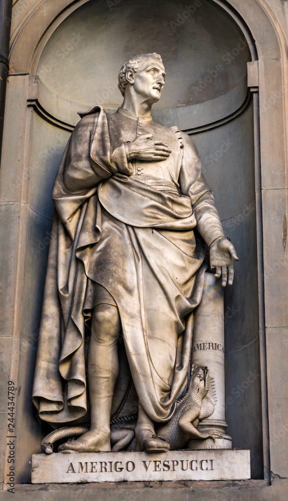 Amerigo Vespucci Italian Navigator Statue Uffizi Gallery Florence Italy