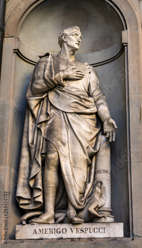 Amerigo Vespucci Italian Navigator Statue Uffizi Gallery Florence Italy