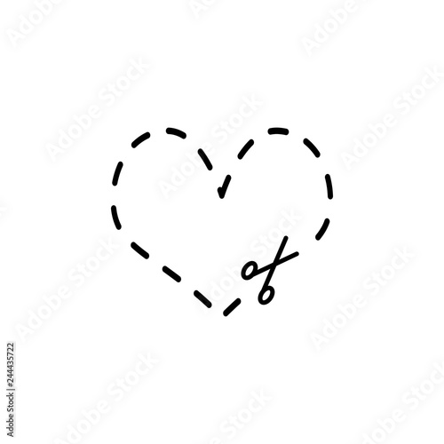 cutting heart of broken line, scissor icon. Element of Valentine's Day icon for mobile concept and web apps. Detailed cutting heart of broken line, scissor icon