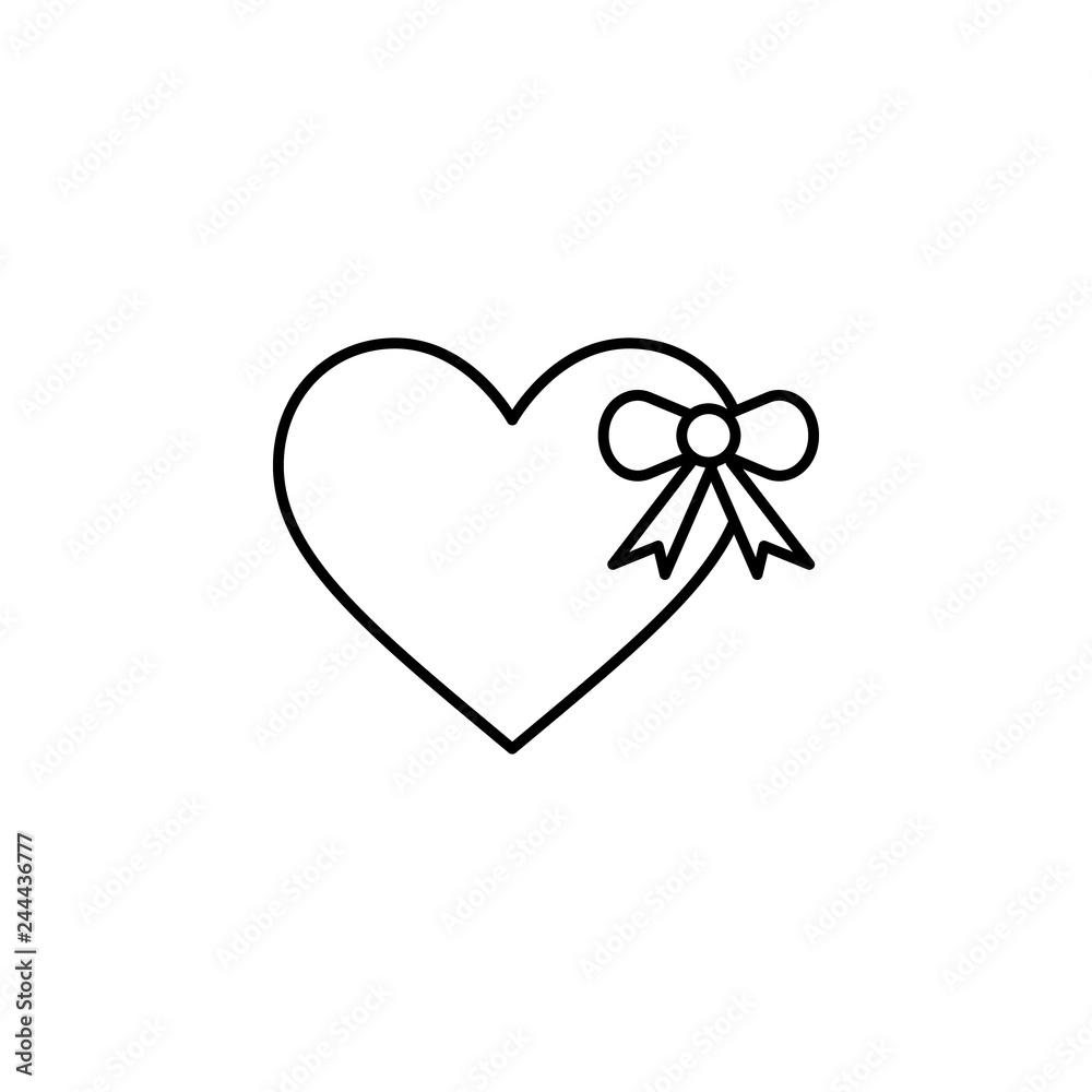 heart shaped gift with ribbon bow icon. Element of Valentine's Day icon for mobile concept and web apps. Detailed heart shaped gift with ribbon bow icon can be used for web heart shaped gift with ribbon bow icon. Element of Valentine's Day icon for mobile concept and web apps. Detailed heart shaped gift with ribbon bow icon can be used for web